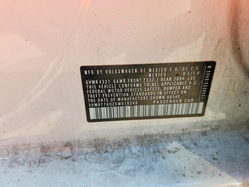 68708326 :رقم المزاد ، 3VW6T7AU2KM018248 vin ، 2019 Volkswagen Gti مزاد بيع