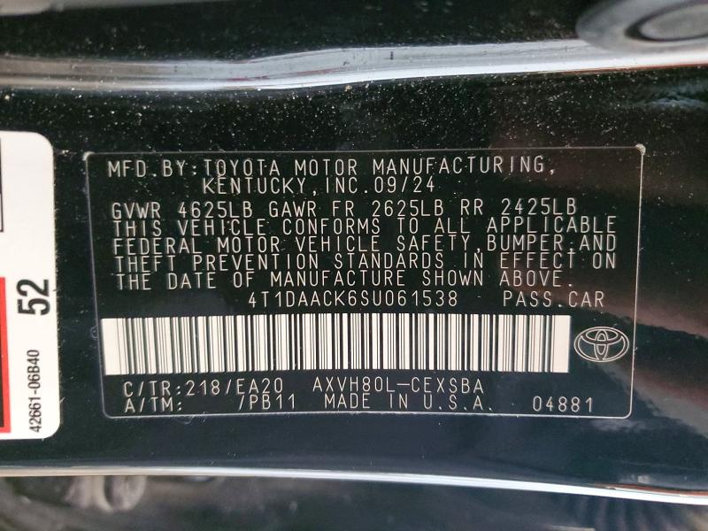 Aukcja sprzedaży 2025 Toyota Camry, vin: 4T1DAACK6SU061538, numer aukcji: 68926746