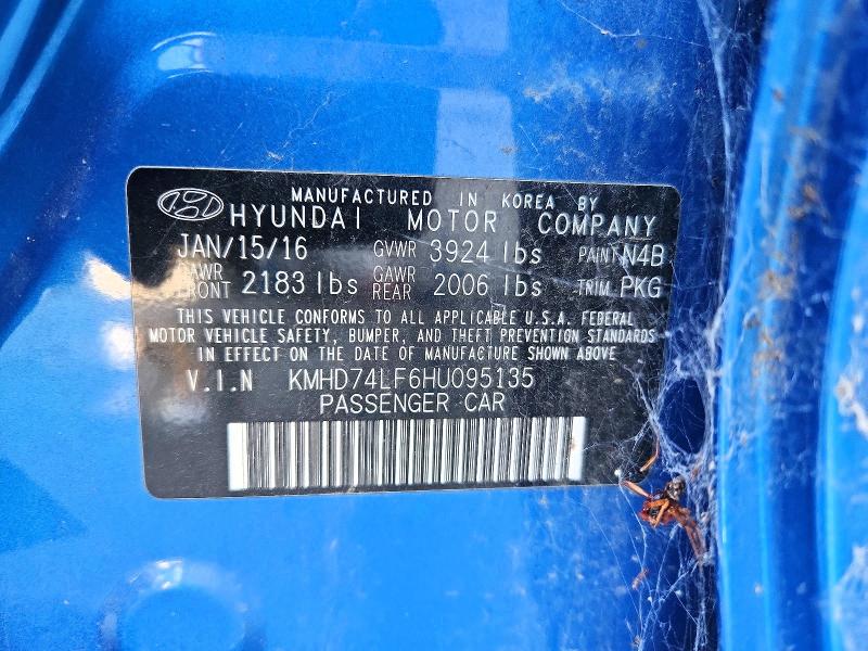 68713896 :رقم المزاد ، KMHD74LF6HU095135 vin ، 2017 Hyundai Elantra مزاد بيع