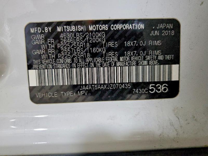 Aukcja sprzedaży 2018 Mitsubishi Eclipse Cross, vin: JA4AT5AAXJZ070435, numer aukcji: 69550346