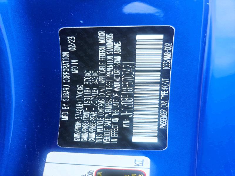 67294866 :رقم المزاد ، JF1ZDBF18P8703421 vin ، 2023 Subaru Brz مزاد بيع