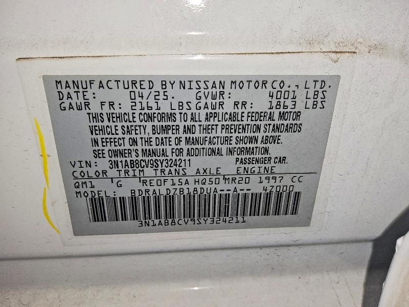 70312496 :رقم المزاد ، 3N1AB8CV9SY324211 vin ، 2025 Nissan Sentra مزاد بيع