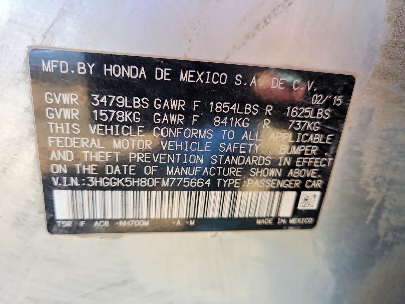 69928546 :رقم المزاد ، 3HGGK5H80FM775664 vin ، 2015 Honda Fit مزاد بيع