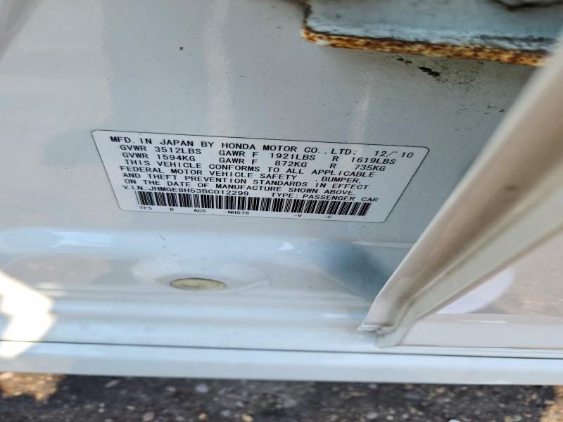 Продаж на аукціоні авто 2011 Honda Fit, vin: JHMGE8H53BC012299, номер лоту: 69112666