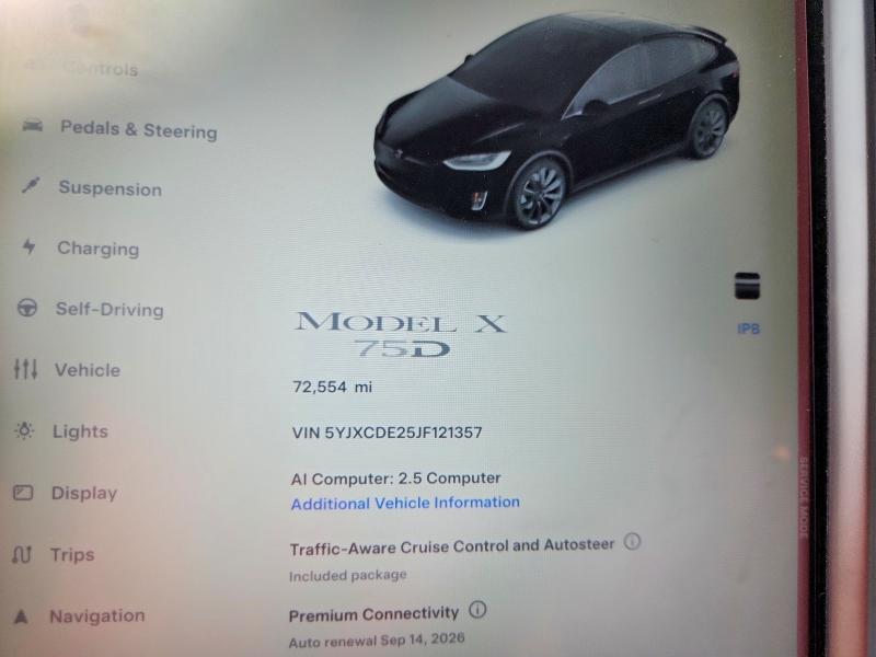 Aukcja sprzedaży 2018 Tesla Model X, vin: 5YJXCDE25JF121357, numer aukcji: 67037286