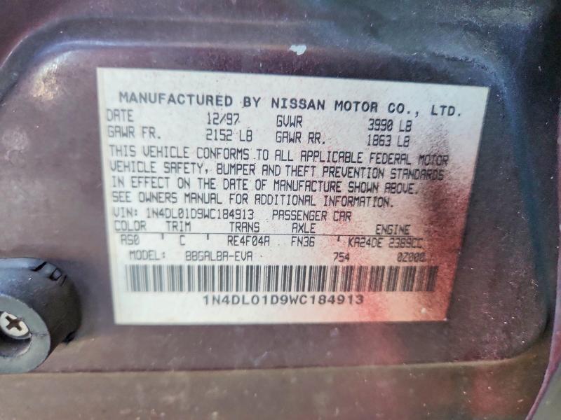 Aukcja sprzedaży 1998 Nissan Altima, vin: 1N4DL01D9WC184913, numer aukcji: 68425176