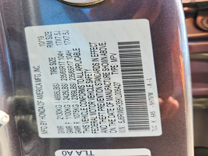 Продаж на аукціоні авто 2019 Honda Cr-v, vin: 5J6RW6H35KL006427, номер лоту: 68676866