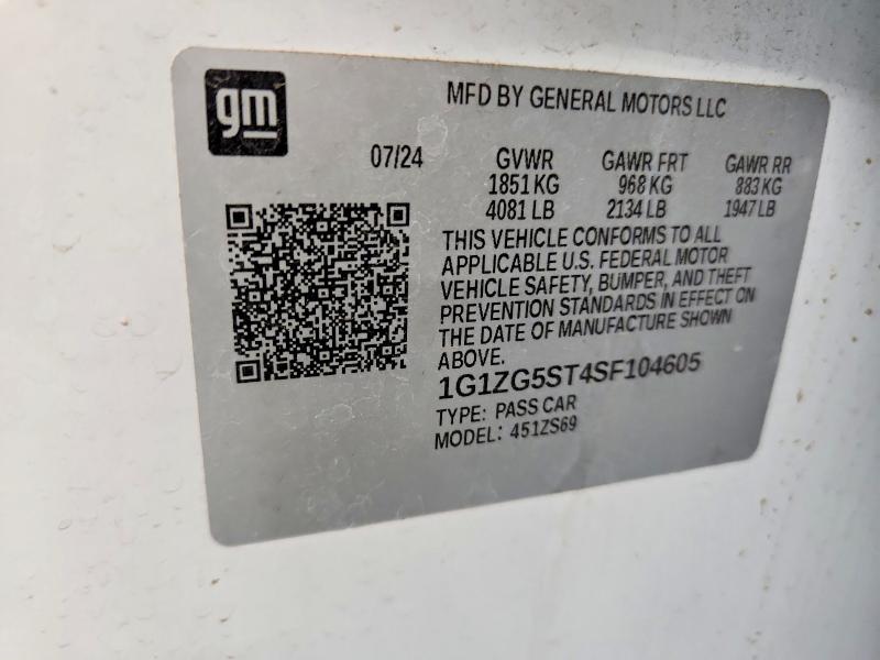 70271416 :رقم المزاد ، 1G1ZG5ST4SF104605 vin ، 2025 Chevrolet Malibu مزاد بيع