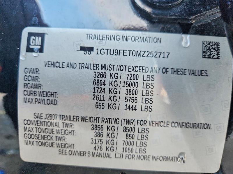 2021 Gmc Sierra მანქანა იყიდება აუქციონზე, vin: 1GTU9FET0MZ252717, აუქციონის ნომერი: 69312836