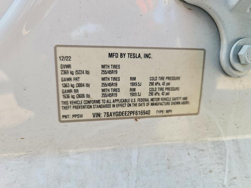 2023 Tesla Model Y მანქანა იყიდება აუქციონზე, vin: 7SAYGDEE2PF616940, აუქციონის ნომერი: 66424456