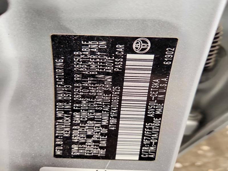 2013 Toyota Camry მანქანა იყიდება აუქციონზე, vin: 4T1BF1FK4DU697625, აუქციონის ნომერი: 69797266