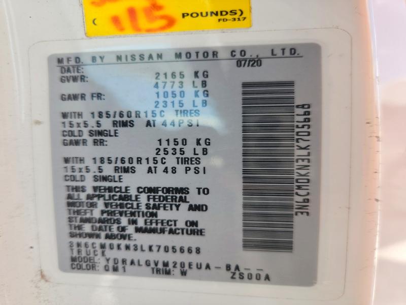 Aukcja sprzedaży 2020 Nissan Nv200, vin: 3N6CM0KN3LK705668, numer aukcji: 59409826