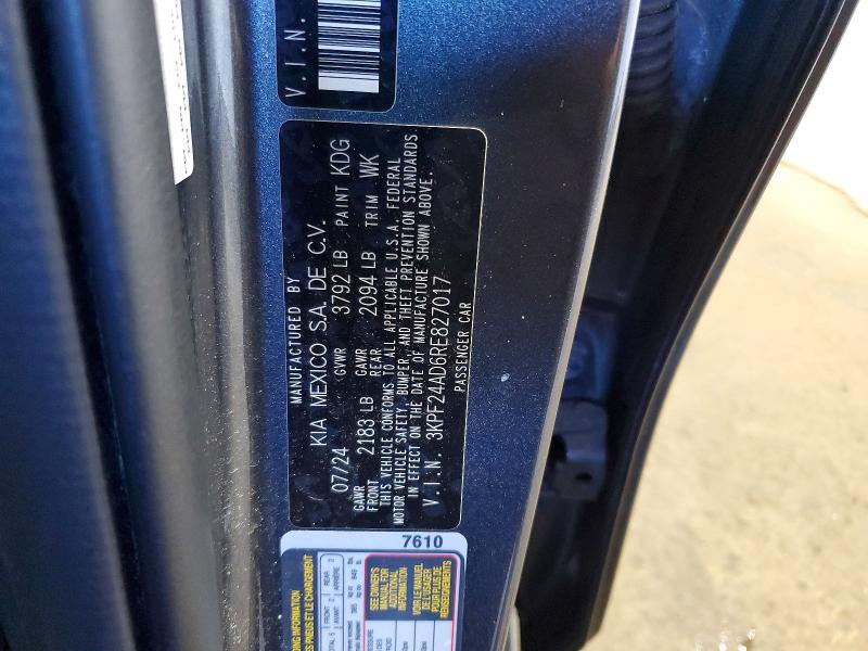 2024 Kia Forte მანქანა იყიდება აუქციონზე, vin: 3KPF24AD6RE827017, აუქციონის ნომერი: 69707126