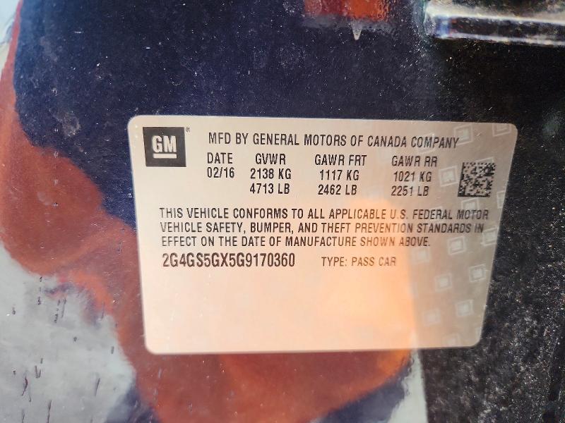 Продаж на аукціоні авто 2016 Buick Regal, vin: 2G4GS5GX5G9170360, номер лоту: 70895856