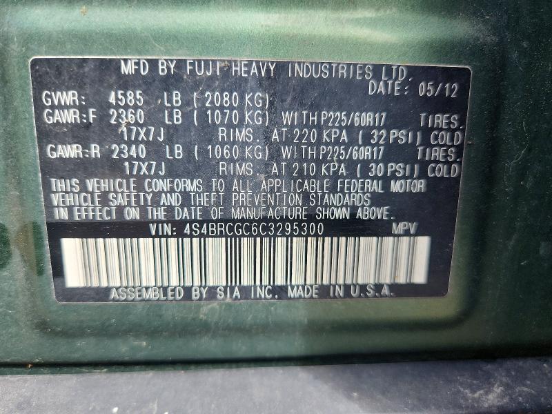Aukcja sprzedaży 2012 Subaru Outback, vin: 4S4BRCGC6C3295300, numer aukcji: 69376376