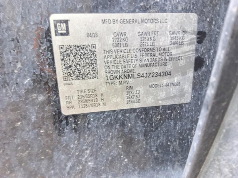 Aukcja sprzedaży 2018 Gmc Acadia, vin: 1GKKNMLS4JZ234304, numer aukcji: 66313946