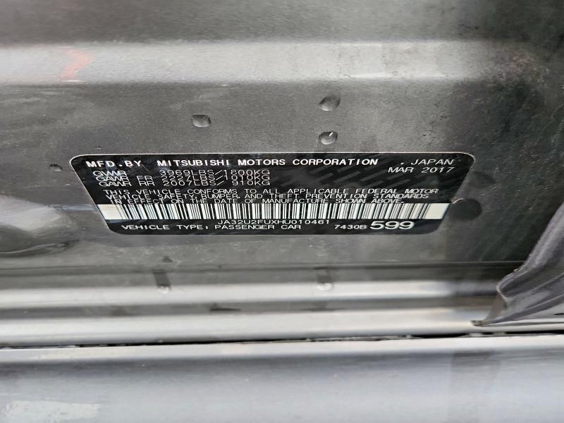 70520126 :رقم المزاد ، JA32U2FUXHU010461 vin ، 2017 Mitsubishi Lancer مزاد بيع