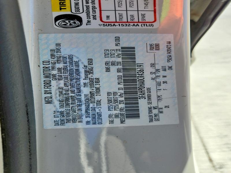 Продажа на аукционе авто 2012 Ford Fusion, vin: 3FAHP0HA0CR436191, номер лота: 67384856