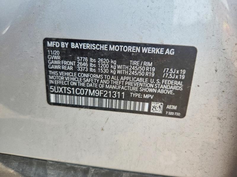 Продаж на аукціоні авто 2021 Bmw X3, vin: 5UXTS1C07M9F21311, номер лоту: 67406526
