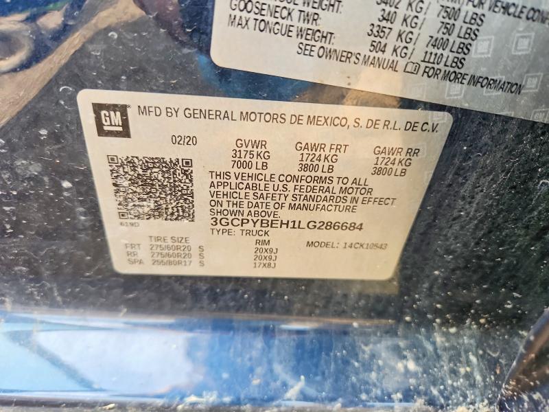 Продажа на аукционе авто 2020 Chevrolet Silverado, vin: 3GCPYBEH1LG286684, номер лота: 67685736