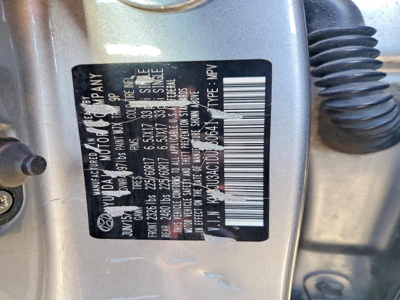 2013 Hyundai Tucson მანქანა იყიდება აუქციონზე, vin: KM8JU3AC1DU560641, აუქციონის ნომერი: 68370256