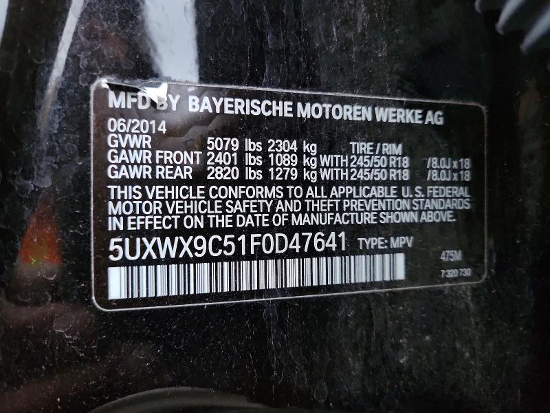 69391096 :رقم المزاد ، 5UXWX9C51F0D47641 vin ، 2015 Bmw X3 مزاد بيع