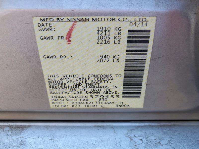 68782776 :رقم المزاد ، 1N4AL3AP4EN379433 vin ، 2014 Nissan Altima مزاد بيع