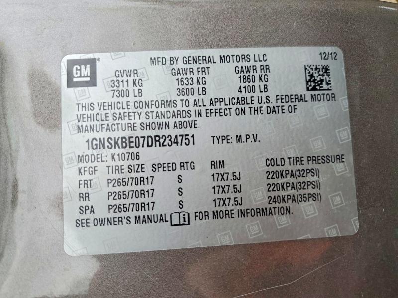 Продаж на аукціоні авто 2013 Chevrolet Tahoe, vin: 1GNSKBE07DR234751, номер лоту: 70510506