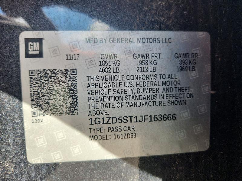 69443976 :رقم المزاد ، 1G1ZD5ST1JF163666 vin ، 2018 Chevrolet Malibu مزاد بيع