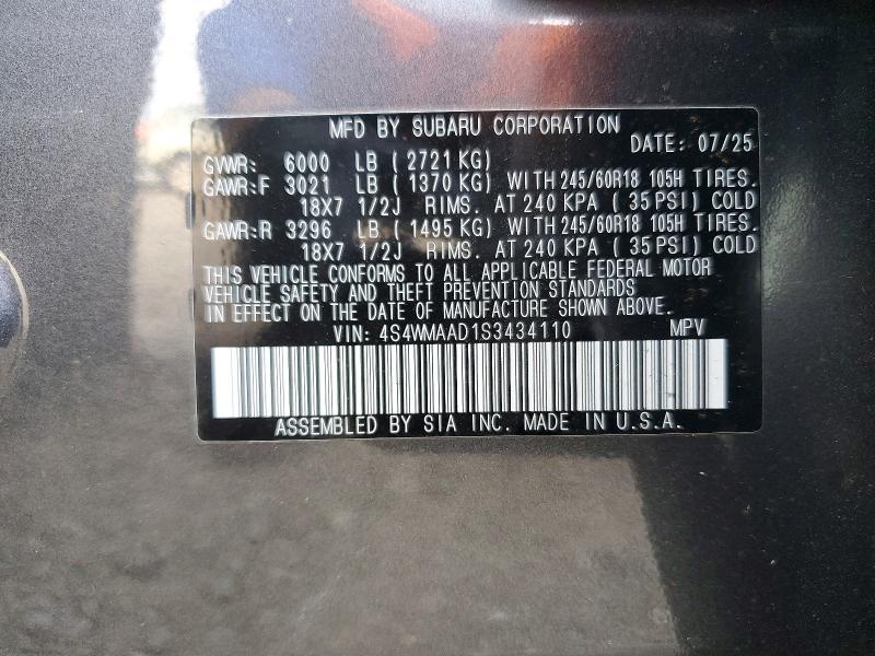 66773166 :رقم المزاد ، 4S4WMAAD1S3434110 vin ، 2025 Subaru Ascent مزاد بيع