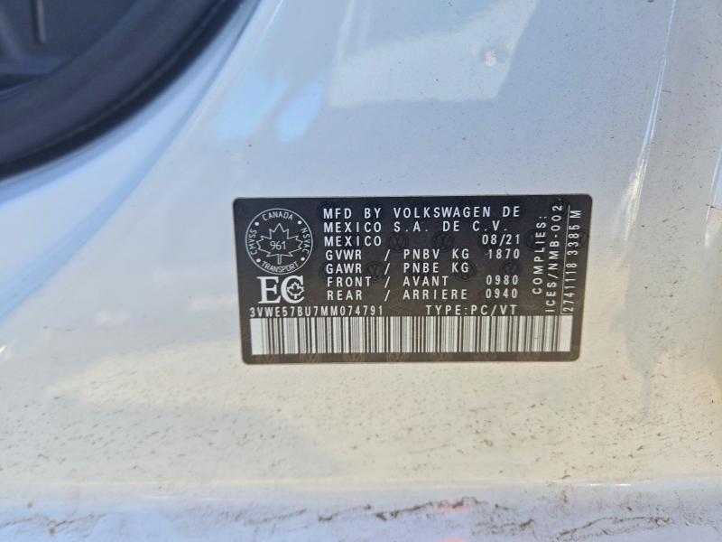 Aukcja sprzedaży 2021 Volkswagen Jetta, vin: 3VWE57BU7MM074791, numer aukcji: 61386206