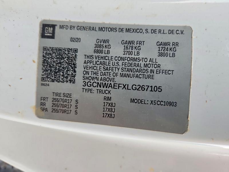 Aukcja sprzedaży 2020 Chevrolet Silverado, vin: 3GCNWAEFXLG267105, numer aukcji: 68303876