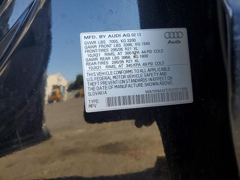 2013 Audi Q7 მანქანა იყიდება აუქციონზე, vin: WA1WMAFE5DD011995, აუქციონის ნომერი: 69044556