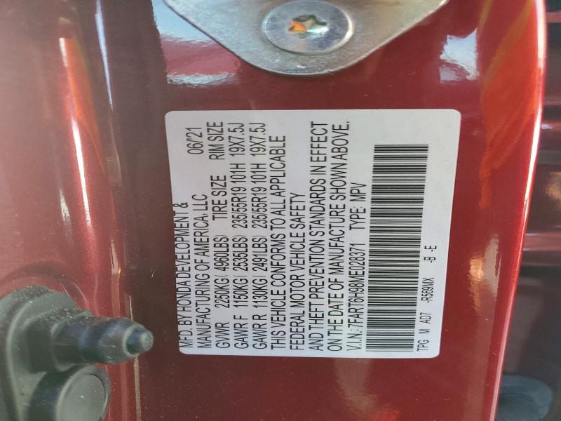 Продаж на аукціоні авто 2021 Honda Cr-v, vin: 7FART6H98ME028371, номер лоту: 69761886