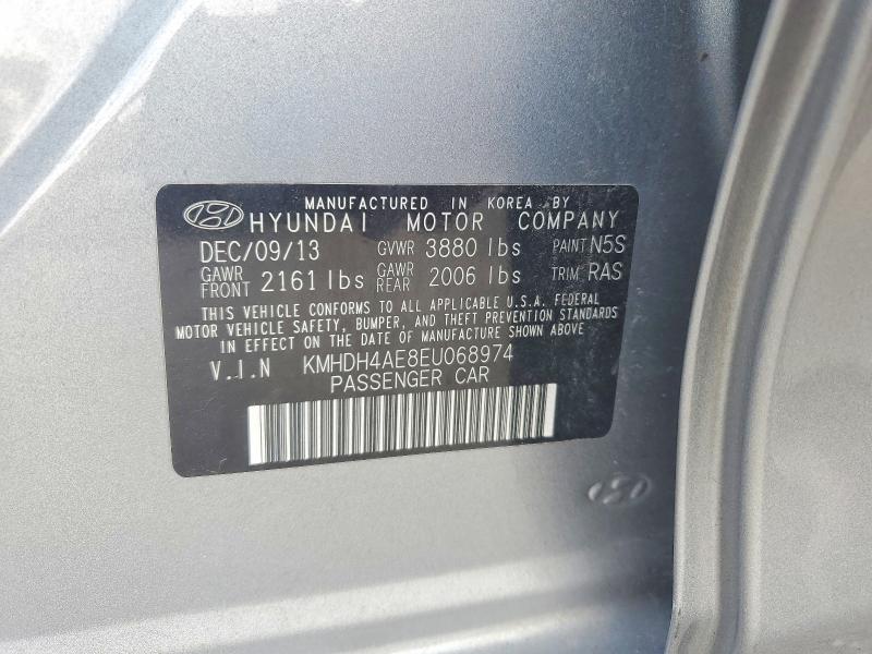 2014 Hyundai Elantra მანქანა იყიდება აუქციონზე, vin: KMHDH4AE8EU068974, აუქციონის ნომერი: 68686876