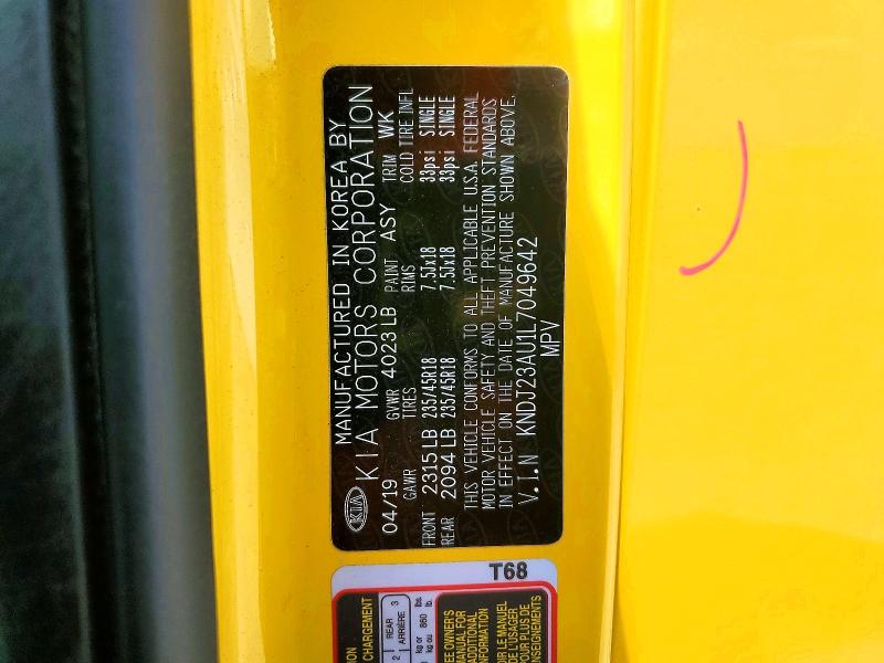 68187526 :رقم المزاد ، KNDJ23AU1L7049642 vin ، 2020 Kia Soul مزاد بيع