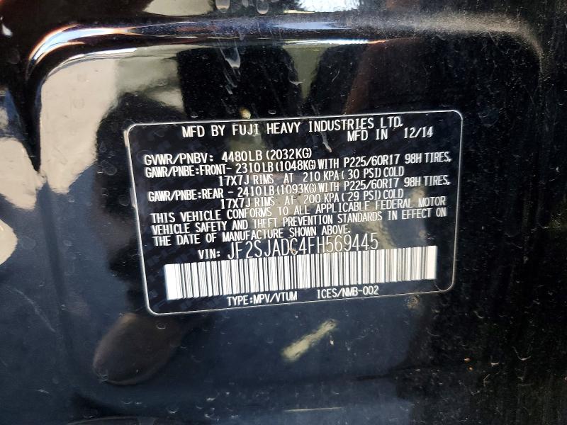 2015 Subaru Forester მანქანა იყიდება აუქციონზე, vin: JF2SJADC4FH569445, აუქციონის ნომერი: 70243296