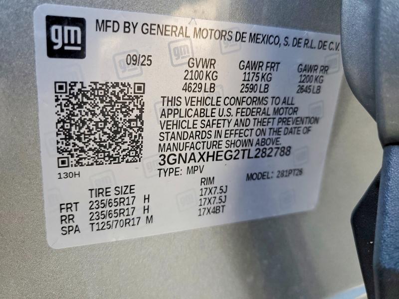 Продаж на аукціоні авто 2026 Chevrolet Equinox, vin: 3GNAXHEG2TL282788, номер лоту: 70412766
