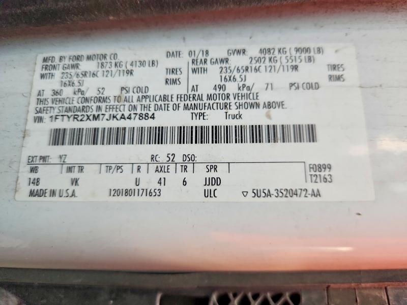 Auction sale of the 2018 Ford Transit, vin: 1FTYR2XM7JKA47884, lot number: 68505666