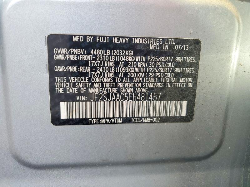 Aukcja sprzedaży 2014 Subaru Forester, vin: JF2SJAAC5EH481457, numer aukcji: 67990386