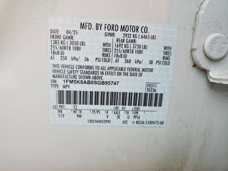 Продаж на аукціоні авто 2025 Ford Explorer, vin: 1FM5K8AB0SGB95747, номер лоту: 67851226