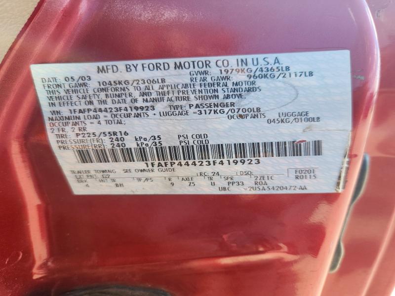 Продажа на аукционе авто 2003 Ford Mustang, vin: 1FAFP44423F419923, номер лота: 70837596