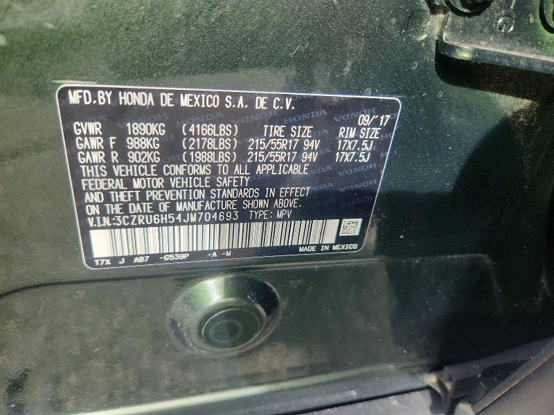 2018 Honda Hr-v მანქანა იყიდება აუქციონზე, vin: 3CZRU6H54JM704693, აუქციონის ნომერი: 61209416