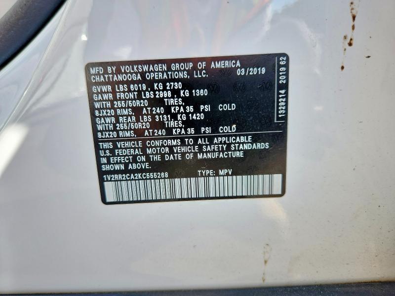 Продаж на аукціоні авто 2019 Volkswagen Atlas, vin: 1V2RR2CA2KC555268, номер лоту: 68361146