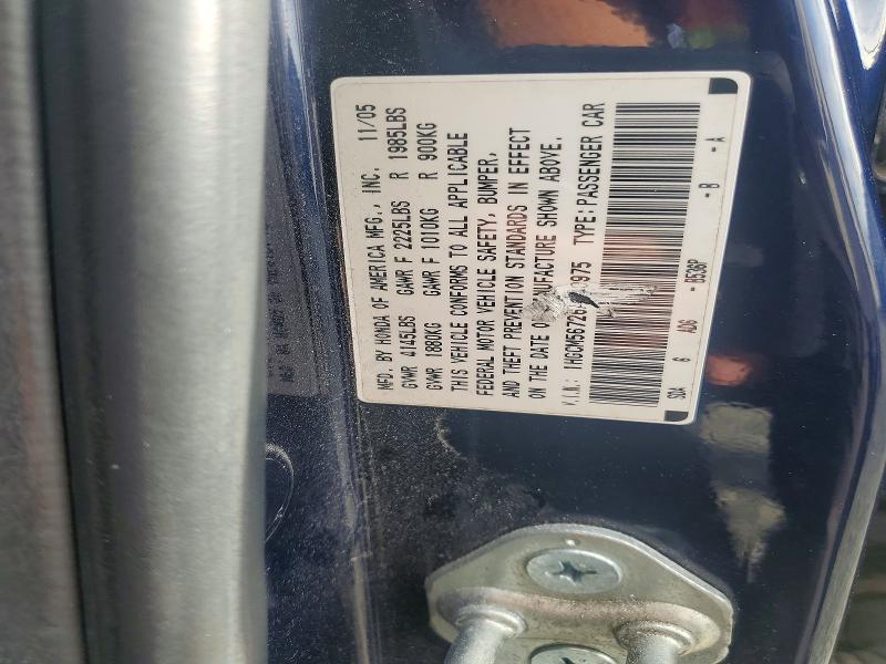 Aukcja sprzedaży 2006 Honda Accord, vin: 1HGCM56726A040975, numer aukcji: 70513796