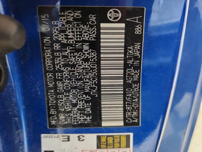 68582986 :رقم المزاد ، JTKJF5C75GJ015387 vin ، 2016 Scion Tc مزاد بيع