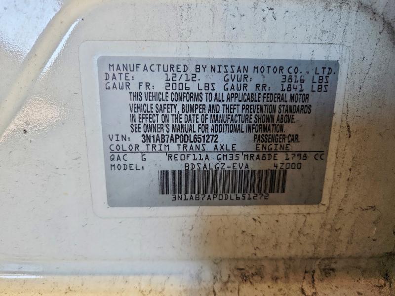 Продаж на аукціоні авто 2013 Nissan Sentra, vin: 3N1AB7AP0DL651272, номер лоту: 68565416