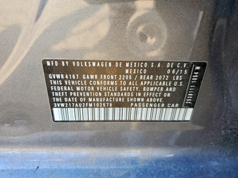 Aukcja sprzedaży 2015 Volkswagen Golf, vin: 3VW217AU2FM102578, numer aukcji: 67563796