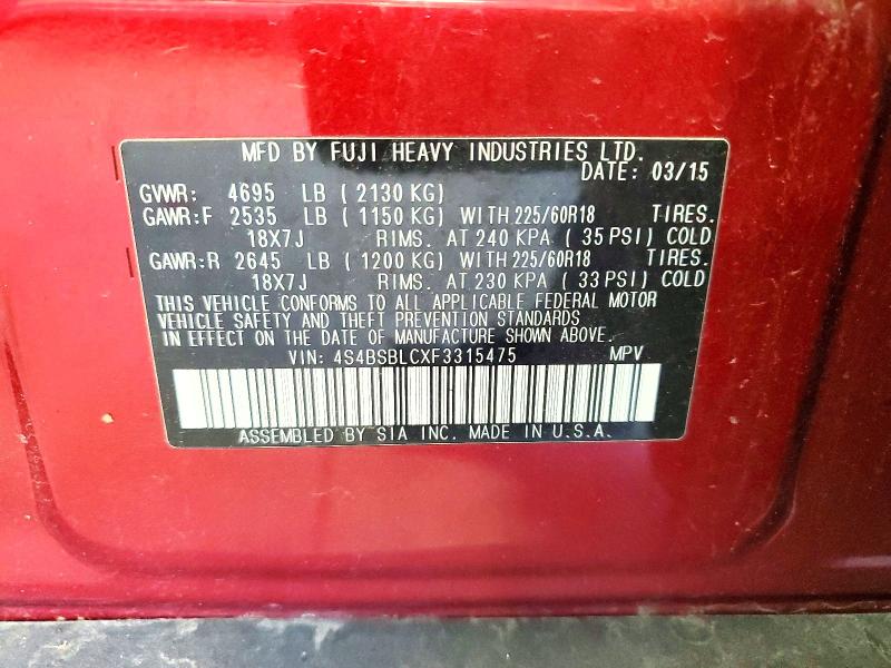 Aukcja sprzedaży 2015 Subaru Outback, vin: 4S4BSBLCXF3315475, numer aukcji: 68571616