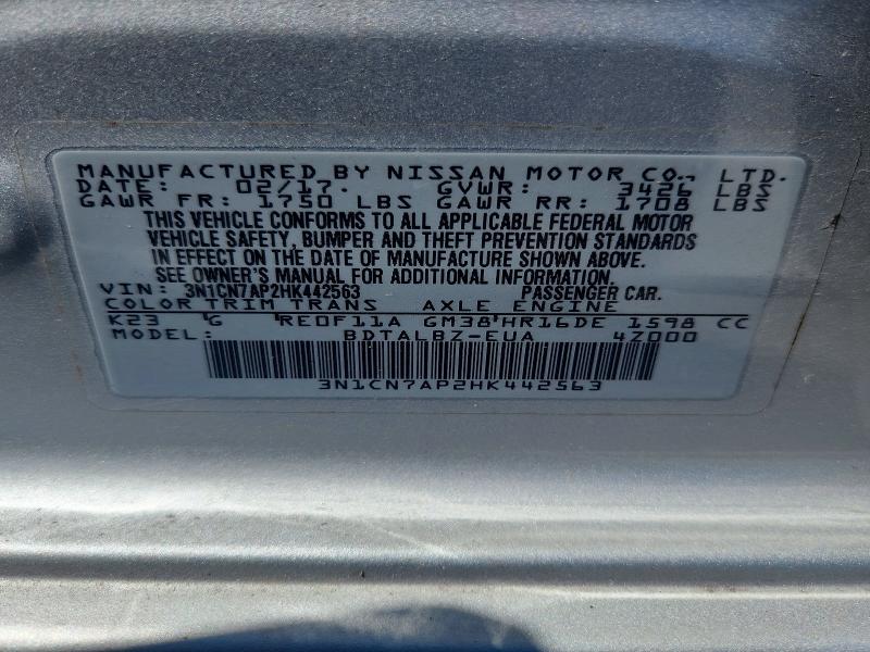 Продажа на аукционе авто 2017 Nissan Versa, vin: 3N1CN7AP2HK442563, номер лота: 71215566